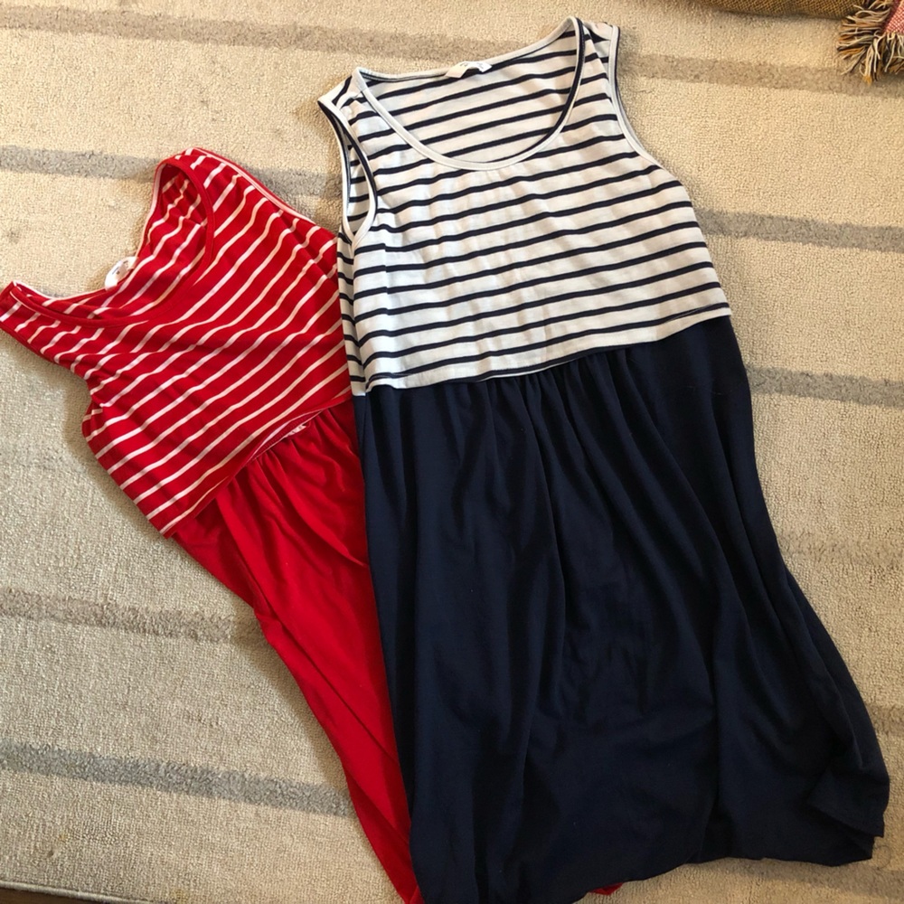 Amazon Striped Midi Dress - Navy & White and Red & White